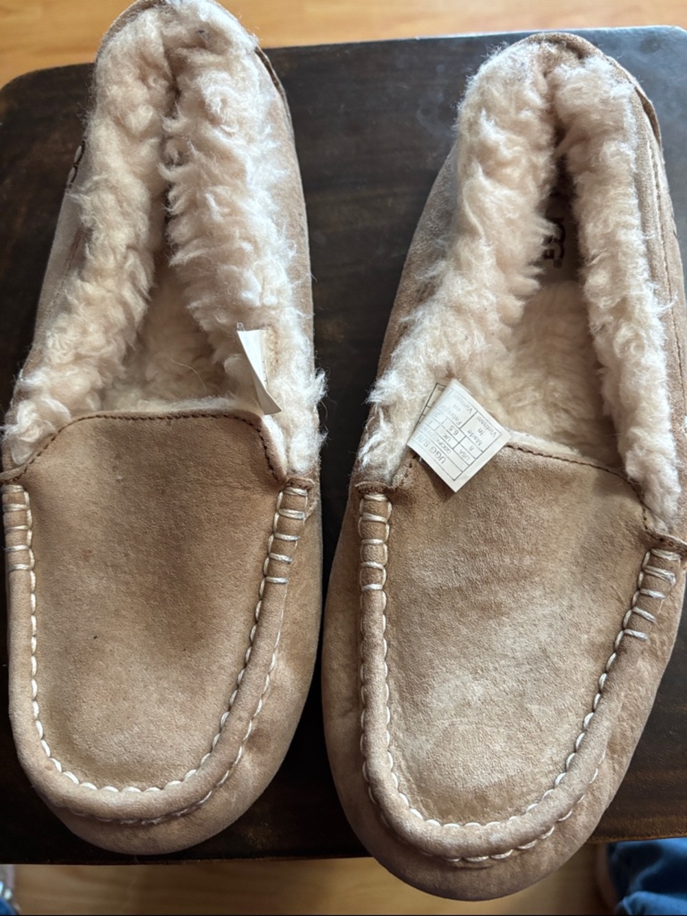 UGG Chestnut Suede Shearling-Lined Moccasins